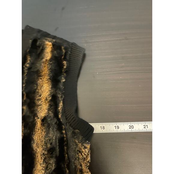 Vintage Womens Sweater Vest Medium Black Wool Blend Faux Fur Button Up Mob Wife - Picture 5 of 7